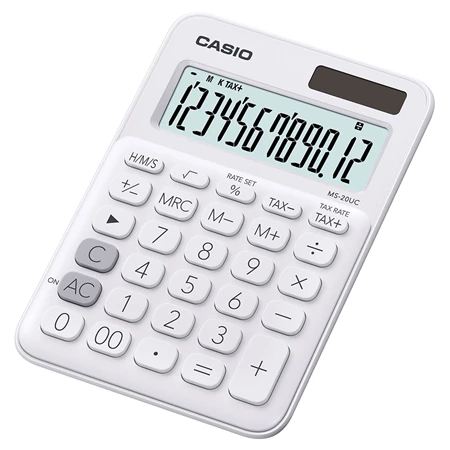 Számológép CASIO MS-20UC asztali, 12 számjegyű fehér