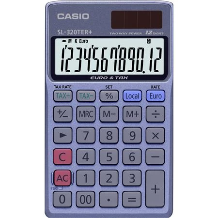 Számológép CASIO SL-320TER Plus zseb, 12 számjegy, elem+napelem