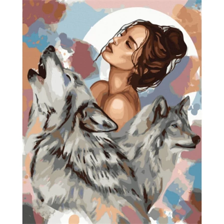 Számozott kifestő Brushme 40x50cm Prémium She-wolves Olga Bochulinskaya