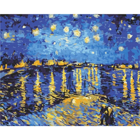 Számozott kifestő Brushme 40x50cm Starry night over the Rhone. Van Gogh