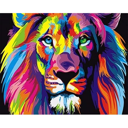 Számozott kifestő Brushme 40x50cm Szivárványos oroszlán