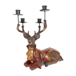 Szarvas gyertyatartóval, fekvő poly 28,5x16x34 cm bordó, barna