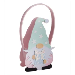 Szatyor filc, manó alakú 13x19,5cm rózsaszín-fehér