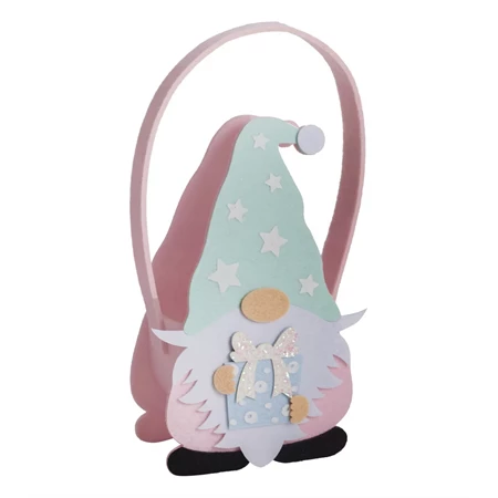 Szatyor filc, manó alakú 13x19,5cm rózsaszín-fehér