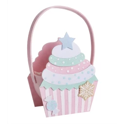 Szatyor filc, muffin alakú 14x18cm rózsaszín-fehér