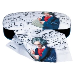 Szemüvegtartó textil bevonatú, Beethoven, James, törlőkendővel, 16x4x6,5cm