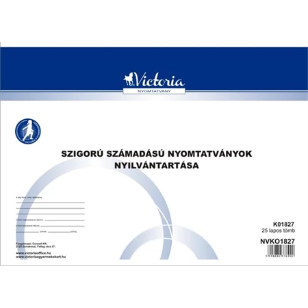 Szigorú számadású nyomtatványok nyilvántartása A/4 VICTORIA, 25 lap