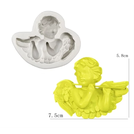 Szilikon öntőforma, mintázó, Angyalka fuvolával 8,9x7,4cm