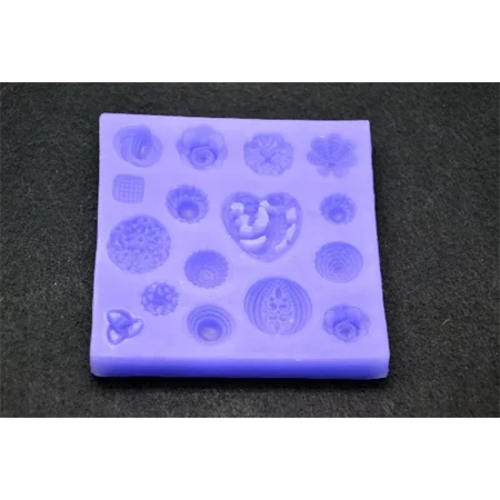 Szilikon öntőforma, mintázó, Apró motívumok 16-os 9,5x9,5cm