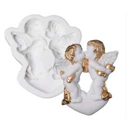 Szilikon öntőforma, mintázó, Csókolozó Angyalkák 80x86x14mm