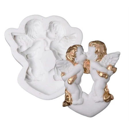 Szilikon öntőforma, mintázó, Csókolozó Angyalkák 80x86x14mm