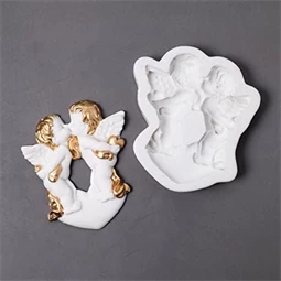 Szilikon öntőforma, mintázó, Csókolozó Angyalkák 80x86x14mm