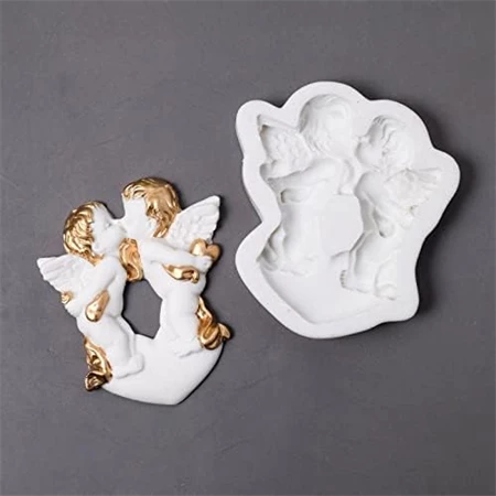 Szilikon öntőforma, mintázó, Csókolozó Angyalkák 80x86x14mm