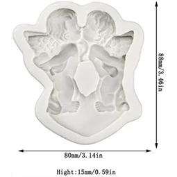 Szilikon öntőforma, mintázó, Csókolozó Angyalkák 80x86x14mm