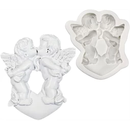 Szilikon öntőforma, mintázó, Csókolozó Angyalkák 80x86x14mm