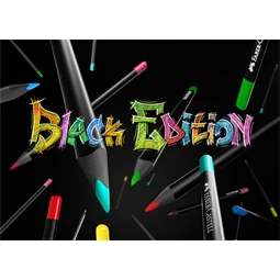 Színes ceruza készlet 100db-os Faber-Castell  Black Edition háromszögletű, fekete test, vastag karton ceruzatartó dooz