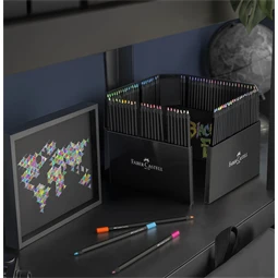 Színes ceruza készlet 100db-os Faber-Castell  Black Edition háromszögletű, fekete test, vastag karton ceruzatartó dooz