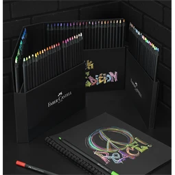 Színes ceruza készlet 100db-os Faber-Castell  Black Edition háromszögletű, fekete test, vastag karton ceruzatartó dooz