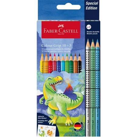 Színes ceruza készlet 10+3db-os Faber-Castell  Grip dinoszaurusz + matrica
