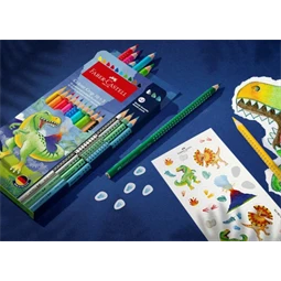 Színes ceruza készlet 10+3db-os Faber-Castell  Grip dinoszaurusz + matrica