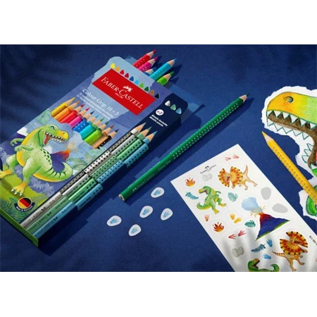 Színes ceruza készlet 10+3db-os Faber-Castell  Grip dinoszaurusz + matrica