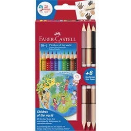 Színes ceruza készlet 10db-os FABER Grip + 3db Bicolor bőrszínű ceruza