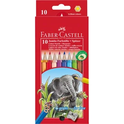 Színes ceruza készlet 10db-os FABER Jumbo+hegyező
