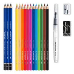 Színes ceruza készlet 12+3db-os STAEDTLER 146 10C ecsettel, radírral, hegyezővel, grafitceruzával