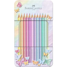 Színes ceruza készlet 12db-os FABER Sparkle fém dobozban pasztel színek