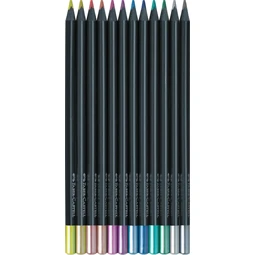 Színes ceruza készlet 12db-os Faber-C háromszögletű, fekete test, 116415 Black Edition metál színek, magas pigmentáltság