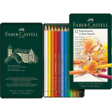 Színes ceruza készlet 12db-os Faber-Castell Polychromos fém dobozban
