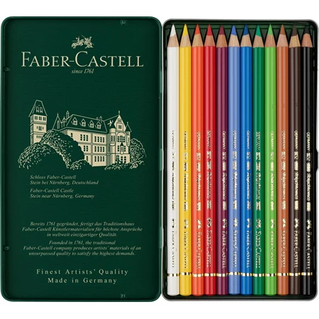 Színes ceruza készlet 12db-os Faber-Castell Polychromos fém dobozban