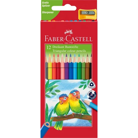 Színes ceruza készlet 12db-os Faber-Castell  háromszögű, junior papagáj 120523