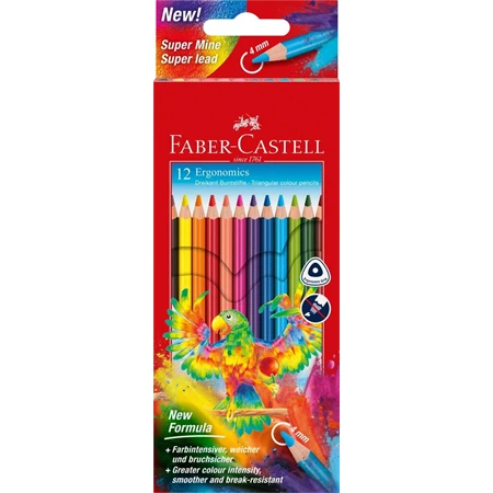 Színes ceruza készlet 12db-os Faber-Castell  háromszögű, papagáj 116512