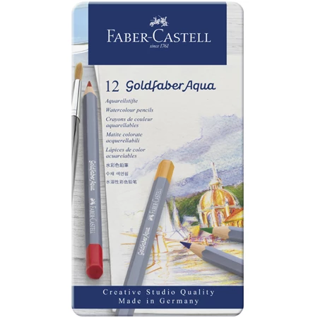 Színes ceruza készlet 12db-os GOLDFABER akvarell fém dobozban