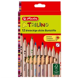 Színes ceruza készlet 12db-os HERLITZ Trilino háromszögű, vastag, natúr