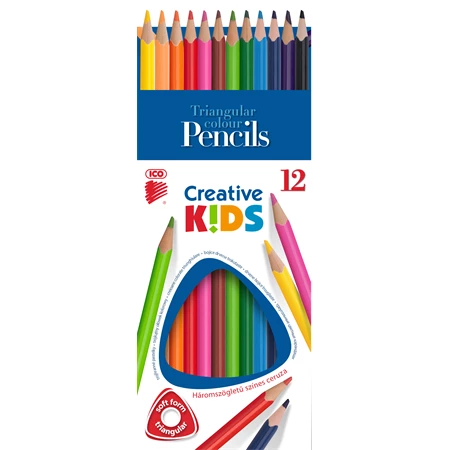 Színes ceruza készlet 12db-os ICO Creatíve Kids háromszögletű test