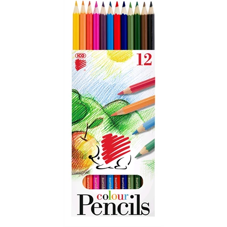 Színes ceruza készlet 12db-os ICO SÜNI hatszögletű lakkozott ceruzatest
