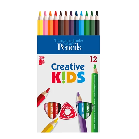 Színes ceruza készlet 12db-os ICO  jumbó vastag Creatíve Kids háromszögű  színes test