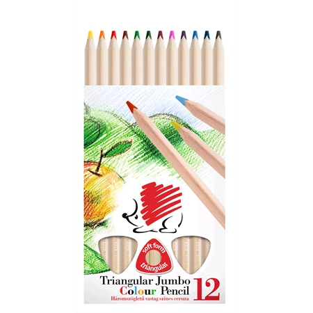 Színes ceruza készlet 12db-os ICO SÜNI jumbó vastag háromszögű  natúr ceruzatest