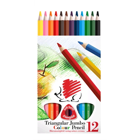 Színes ceruza készlet 12db-os ICO SÜNI jumbó vastag háromszögű  színes ceruzatest