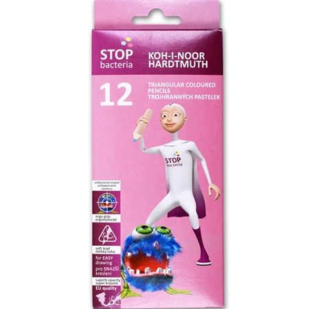 Színes ceruza készlet 12db-os KOH-I-NOOR 3132 háromszög, 3192 antibakteriális