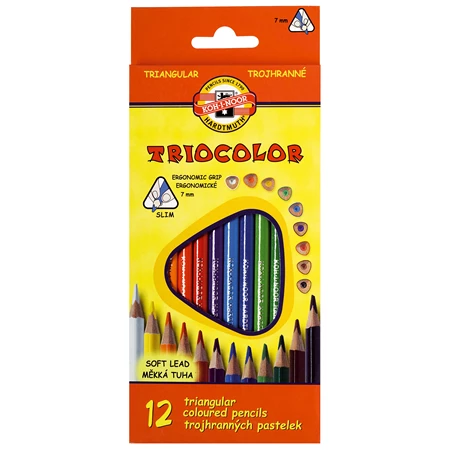 Színes ceruza készlet 12db-os KOH 3132 Triocolor 7mm háromszögletű cédrusfa test