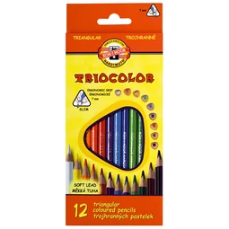 Színes ceruza készlet 12db-os KOH 3132 Triocolor 7mm háromszögletű cédrusfa test