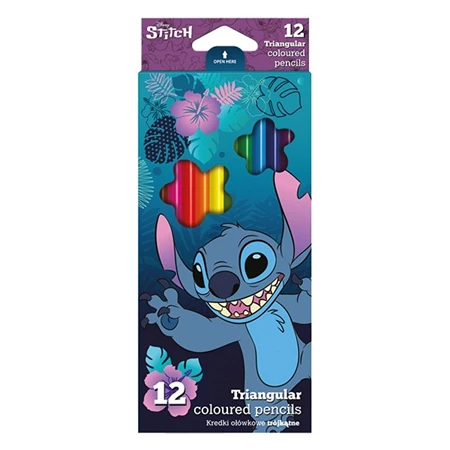 Színes ceruza készlet 12db-os Lilo és Stitch háromszögletű kék dobozos COOLPACK