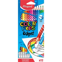 Színes ceruza készlet 12db-os MAPED Color`Peps Oops háromszögletű test , radírozható