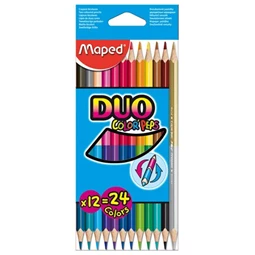 Színes ceruza készlet 12db-os MAPED Color Peps Duo kétvégű, 24 különböző szín, háromszögletű test, törésbiztos hegy