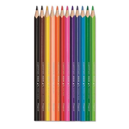 Színes ceruza készlet 12db-os MAPED akvarell Color Peps háromszögletű test, ecsettel