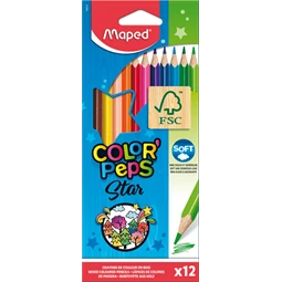 Színes ceruza készlet 12db-os MAPED Color Peps háromszögletű test, törésbiztos hegy