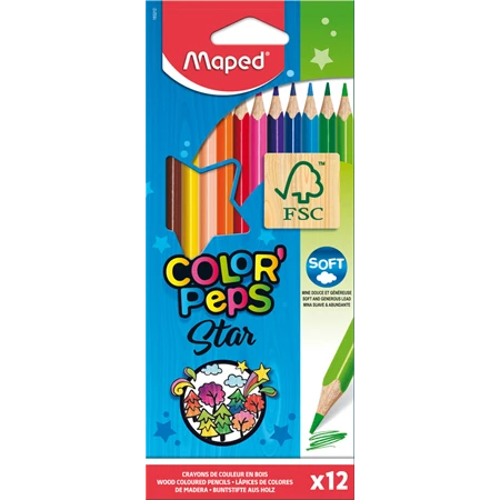 Színes ceruza készlet 12db-os MAPED Color Peps háromszögletű test, törésbiztos hegy